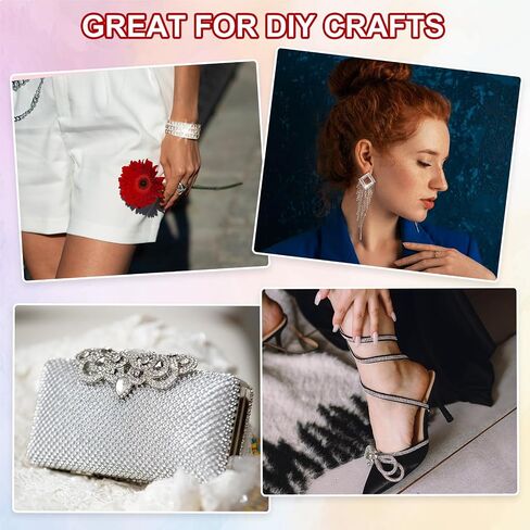 Patikil 6 ياردة لفة سلسلة Rhinestone ، 3 صفوف من سلسلة Crystal Close Stain Bling Seleing Trim Strip لحرف الملابس ، زخرفة الأزياء DIY ، زخرفة حافة الأكياس ، الفضة/AB ملونة in Kuwait
