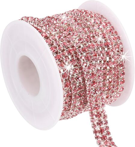 Patikil 6 ياردة لفة سلسلة Rhinestone ، 3 صفوف من سلسلة Crystal Close Stain Bling Seleing Trim Strip لحرف الملابس ، زخرفة الأزياء DIY ، زخرفة حافة الأكياس ، الفضة/AB ملونة in Kuwait