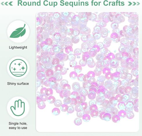 6000 حزمة الترتر السائبة بالجملة ، و 40 جرام 4 مم كوب من الترتر لحفل الزفاف/الخياطة/DIY Craft/Garments ، و PVC Spangles مع الثقوب [AB Dark Pink] in Saudi Arabia