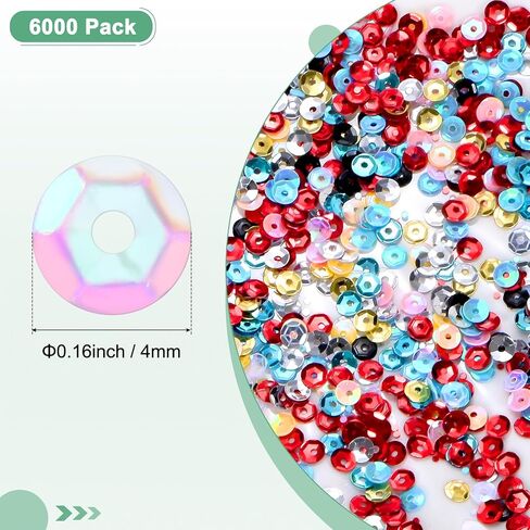 6000 حزمة الترتر السائبة بالجملة ، و 40 جرام 4 مم كوب من الترتر لحفل الزفاف/الخياطة/DIY Craft/Garments ، و PVC Spangles مع الثقوب [AB Dark Pink] in Saudi Arabia