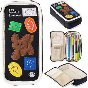 حالة قلم رصاص Poodle Beige مع تخزين وافرة التطريز تصميم قلم رصاص للطلاب ، منظم قرطاسية التصميم البسيط in Kuwait