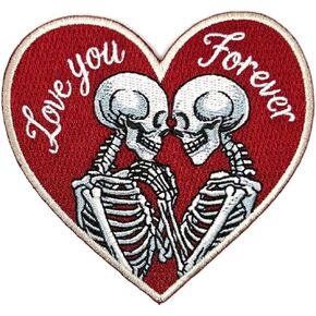 3.5" Skeleton Iron On Patch - Embroidered Couple Love Forever Morale Tactical Skull Valentines Day Applique Appliques Iron On Sew On Patches for Holes, Clothing, Jeans, Hat, Backpacks, Clothes in Kuwait