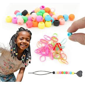 حبات الشعر السيليكون للبنات الضفائر ، و 50pcs حبات للخرز الشعر لضفائر ناعمة الملونة المهر الحصص كبيرة للبنات إكسسوارات الشعر للنساء للضفائر in Kuwait