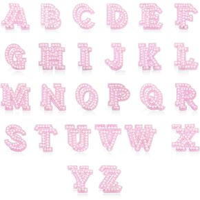 52 Pcs Pearl Letter Patches Rhinestone A-Z English Rhinestone Alphabet Glitter Repair Patches Embroidered Sew on Appliques (White) in Kuwait