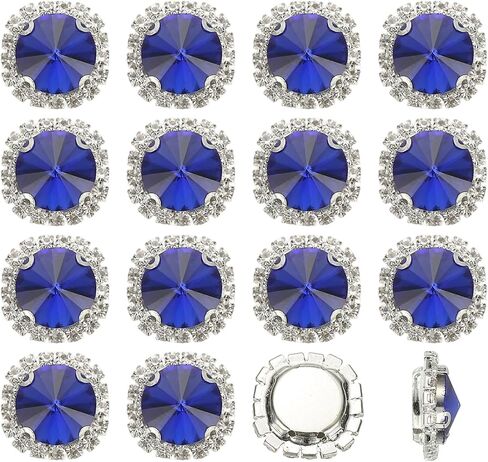Patikil 16pcs أزرار حجر الراين ، Flatback خياطة على أحجار الراين مع بلورات زجاجات معدنية القاعدة المعدنية للأحجار الكريمة للأحذية الحرف اليدوية القبعات ، الأسود in Saudi Arabia