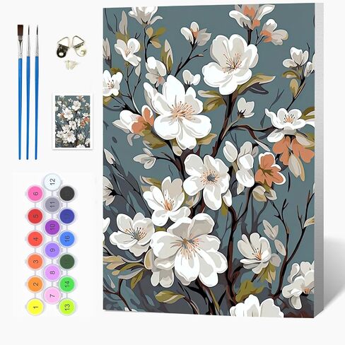 Auremi Flower Paint by Number Kits for Adults,Flower Paint by Number on Canvas with Frame DIY Painting with Number Acrylic Oil Paint Kits for Home Decor 8x12 Inch in Saudi Arabia