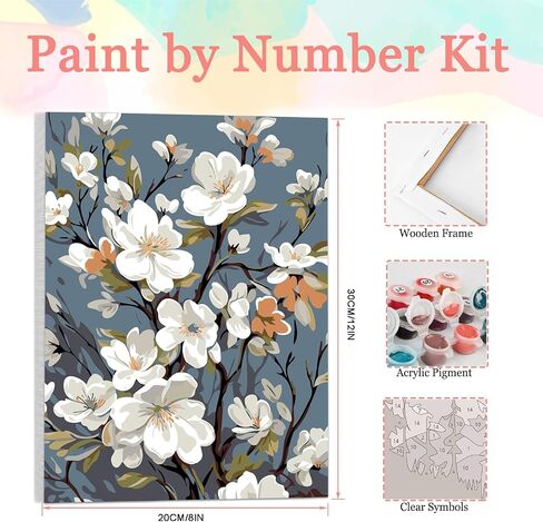 Auremi Flower Paint by Number Kits for Adults,Flower Paint by Number on Canvas with Frame DIY Painting with Number Acrylic Oil Paint Kits for Home Decor 8x12 Inch in Saudi Arabia