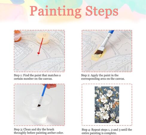 Auremi Flower Paint by Number Kits for Adults,Flower Paint by Number on Canvas with Frame DIY Painting with Number Acrylic Oil Paint Kits for Home Decor 8x12 Inch in Saudi Arabia