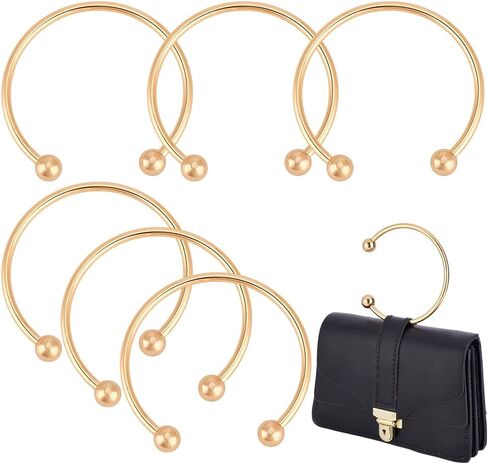 PH PandaHall 6pcs Gold Metal Purse Handles 5.3 inch Semicircle Bag Handles Frame, Metal Bag Handles Frame with Beads for Crocheted Macrame Bags Craft Handbag Handmade DIY Making in Saudi Arabia