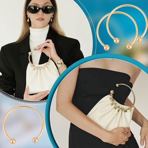 PH PandaHall 6pcs Gold Metal Purse Handles 5.3 inch Semicircle Bag Handles Frame, Metal Bag Handles Frame with Beads for Crocheted Macrame Bags Craft Handbag Handmade DIY Making in Saudi Arabia