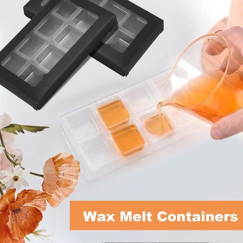 60 PCS WAX MELT حاويات ، قوالب ذوبان شمع بلاستيكية من 8 جويلة مع صناديق ذوبان شمع Kraft ، صناديق الهدايا السوداء لذوبان الشمع ، صنع صابون شموع الشمع in Saudi Arabia