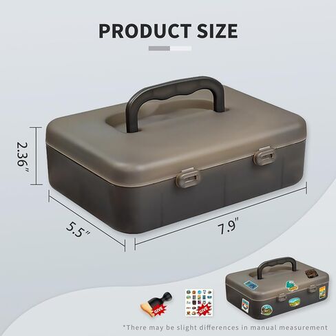 Portable 2 Tier Stacking Plastic Organizer With Multiple Compartments,With 25 Style Stickers And 1 Cleaning Brush For Craft Organizers And Storage,Sewing,Tackle Box,Marker Organizer,dark gray in Saudi Arabia