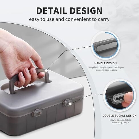 Portable 2 Tier Stacking Plastic Organizer With Multiple Compartments,With 25 Style Stickers And 1 Cleaning Brush For Craft Organizers And Storage,Sewing,Tackle Box,Marker Organizer,dark gray in Saudi Arabia