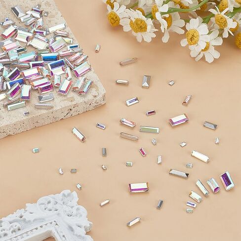 Fingerinspire 180 pcs 6 أحجام مدببة خلفية راينستون الزجاج الأحجار الكريهة الأحجار الكريمة واضحة AB ألوان متعددة الأوجه للدموع أحجار الراين المغطاة بالفضة الخلفية راينستون مصغرة الزجاج من الزجاج من أجل DIY in Saudi Arabia