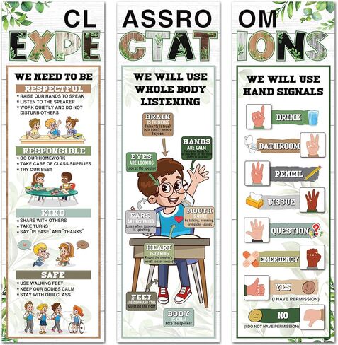 Pasimy 3 PCS Rules Rules Rules Posters Class Class Class Posters Posters Banners Banners Educational Behavior Decor in Saudi Arabia