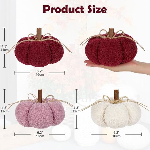 6.3" Fake Fall Pumpkin Decorations for Home, 2 Pcs Artificial Big Fabric Pumpkins Autumn Decor, Fall Wedding Table Centerpiece Fireplace Decor Thanksgiving Halloween (Beige) in Saudi Arabia