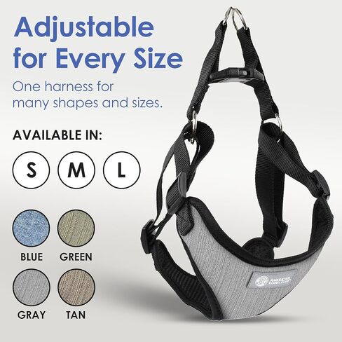 AKC Premium Padded Step-in Dog Harness – Soft Comfort Fit with Dual D-Ring No Pull Control – Small, Medium, Large – Blue, Gray, Green, Tan in Saudi Arabia