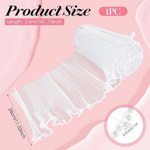 TIESOME 4 Yards White Flower Wrapping Mesh Paper, Pearl Edge Bouquet Packaging Paper Wrinkled Translucent Ruffled Yarn Floral Mesh for Party Favor Decor Flower Bouquets Gift Packaging in Saudi Arabia