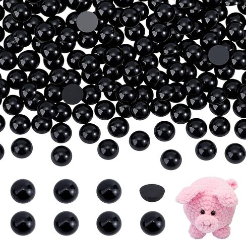 PH PandaHall 300pcs Eyes Cabochons, 8mm Black Flatback Animal Eyes Flat Back Cabochon Craft Acrylic Dome Button for Stuffed Animal Amigurumi Bear Teddy Puppet Cat Making Scrapbooking Projects in Saudi Arabia