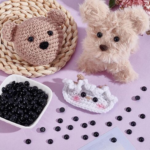 PH PandaHall 300pcs Eyes Cabochons, 8mm Black Flatback Animal Eyes Flat Back Cabochon Craft Acrylic Dome Button for Stuffed Animal Amigurumi Bear Teddy Puppet Cat Making Scrapbooking Projects in Saudi Arabia