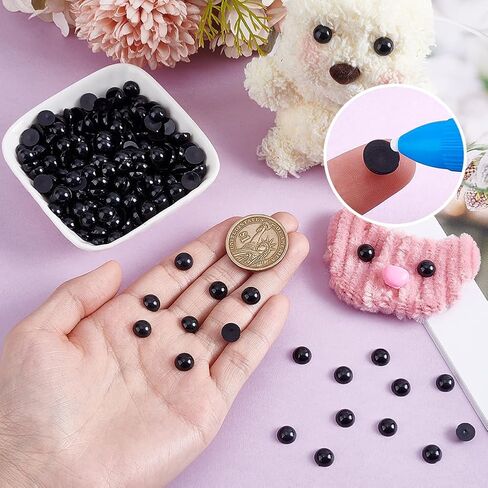 PH PandaHall 300pcs Eyes Cabochons, 8mm Black Flatback Animal Eyes Flat Back Cabochon Craft Acrylic Dome Button for Stuffed Animal Amigurumi Bear Teddy Puppet Cat Making Scrapbooking Projects in Saudi Arabia