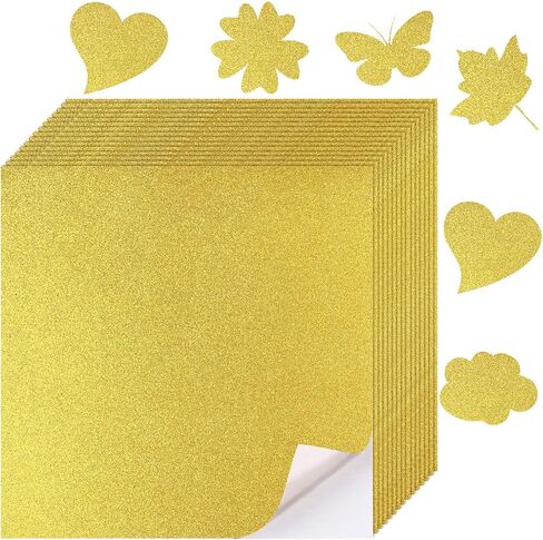Dunzoom 18 Sheets Purple Glitter Cardstock Sticker Paper 11.6" x 11.6" Self Adhesive Heavyweight Sparkly Construction Paper for Scrapbooking DIY Craft Projects Party Decorations 250gsm in Saudi Arabia