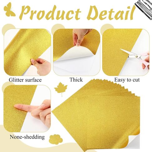 Dunzoom 18 Sheets Purple Glitter Cardstock Sticker Paper 11.6" x 11.6" Self Adhesive Heavyweight Sparkly Construction Paper for Scrapbooking DIY Craft Projects Party Decorations 250gsm in Saudi Arabia