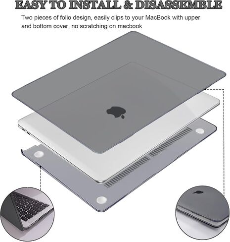 Compatible with MacBook Air 13 inch Case 2021 2020 2019 2018 Release M1 A2337 A2179 A1932, Plastic Hard Shell Cover Keyboard Skin Screen Film for MacBook Air 13 Inch M1 Case, Crystal Black in Saudi Arabia