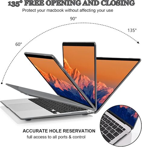 Compatible with MacBook Air 13 inch Case 2021 2020 2019 2018 Release M1 A2337 A2179 A1932, Plastic Hard Shell Cover Keyboard Skin Screen Film for MacBook Air 13 Inch M1 Case, Crystal Black in Saudi Arabia