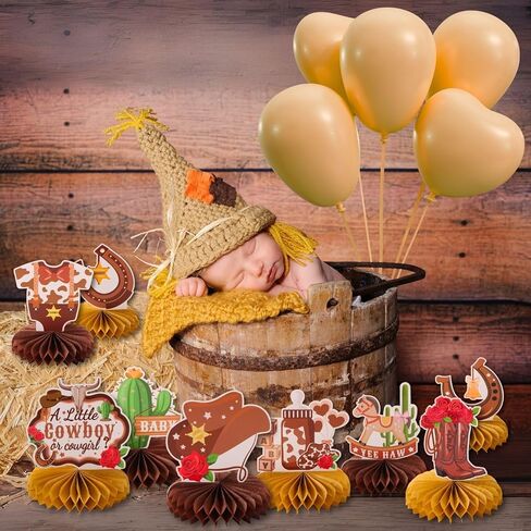 9pcs A Little Cowgirl' s First Rodeo Honeycomb Centerpieces Wild West First Birthday Party Table Decorations Western Cowgirl Tabletop Centerpieces Baby Shower One Birthday Table Topper Sign Decors in Kuwait