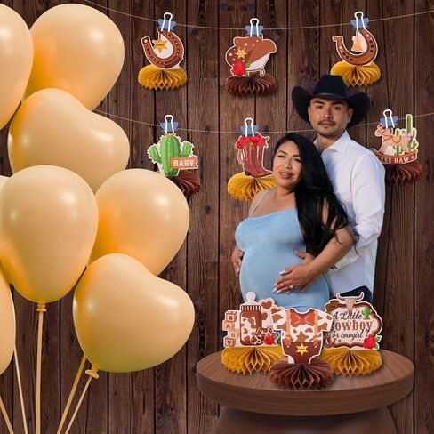 9pcs A Little Cowgirl' s First Rodeo Honeycomb Centerpieces Wild West First Birthday Party Table Decorations Western Cowgirl Tabletop Centerpieces Baby Shower One Birthday Table Topper Sign Decors in Kuwait