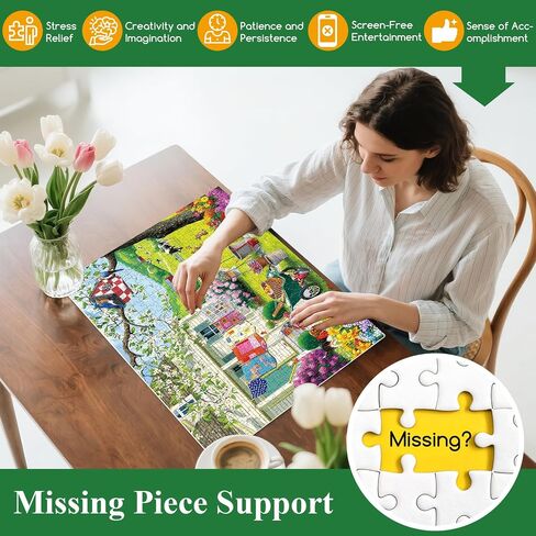500 Piece Puzzle for Adults | Town in Autumn Street Puzzle | Recycled Cardboard Fall City Landscape Jigsaw Puzzle 500 Pieces | Challenging Game Home Decor Birthday Party Gift for Adults Kids Seniors in Saudi Arabia