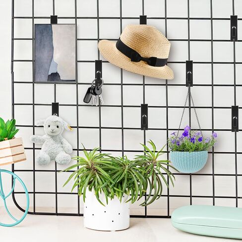 40 Pcs Grid Hooks for Wall, Grid Wall Picture Hooks Gridwall Shelf Accessories Hangers Display Panels Slat Notch for Art Clothes Painting Photography Canvas Black Metal Commercial in Saudi Arabia