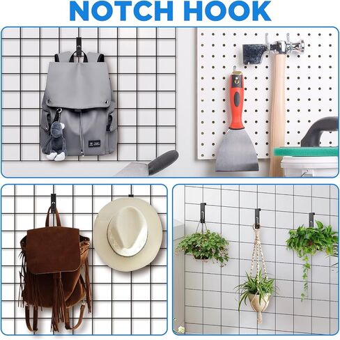 40 Pcs Grid Hooks for Wall, Grid Wall Picture Hooks Gridwall Shelf Accessories Hangers Display Panels Slat Notch for Art Clothes Painting Photography Canvas Black Metal Commercial in Saudi Arabia