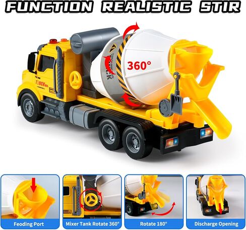 Toddler Trucks Toys,Big Cement Mixer Toy Truck with Lights and Sounds,Truck Vehicle Boy Toy for 3 4 5 6 Year Old,Christmas Birthday Gifts for Boys & Girls in Saudi Arabia