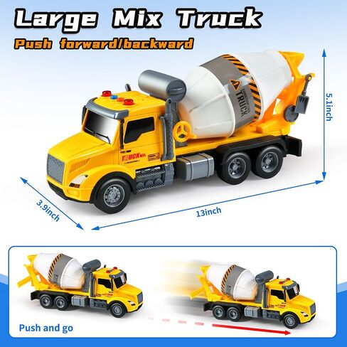 Toddler Trucks Toys,Big Cement Mixer Toy Truck with Lights and Sounds,Truck Vehicle Boy Toy for 3 4 5 6 Year Old,Christmas Birthday Gifts for Boys & Girls in Saudi Arabia