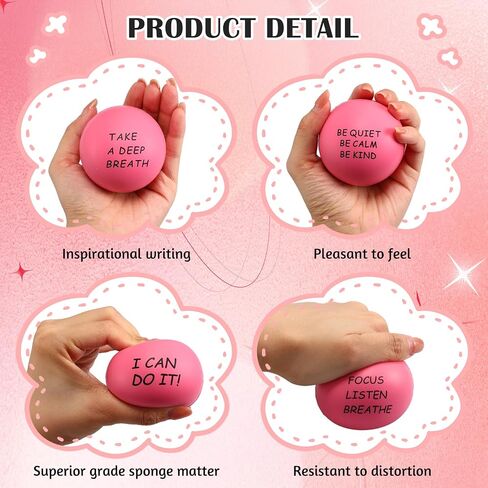 Ceenna 4 PCs كرات الإجهاد التحفيزية للبالغين 2.5 بوصة كرات تخفيف الإجهاد مع اقتباسات ملهمة لتشجيع تحفيز تمرين يدوي القلق تململ التوتر تململ (أسود) in Saudi Arabia