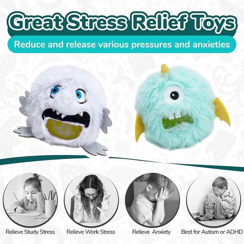 Squishy Toys Stress Balls, Plush Monster Fidget Toys for Kids Adults, Fidget Toys with Squishy Ball Inside Belly for Stress Relief, Calming, Focus, Autism and ADHD in Kuwait