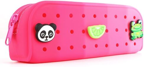 DIY Silicone Pencil Case, Customizable Charm Organizer with Zipper Closure, Waterproof Flexible Storage Pouch for School and Travel, 18x7x5 cm, Unisex (Frost White) in Saudi Arabia