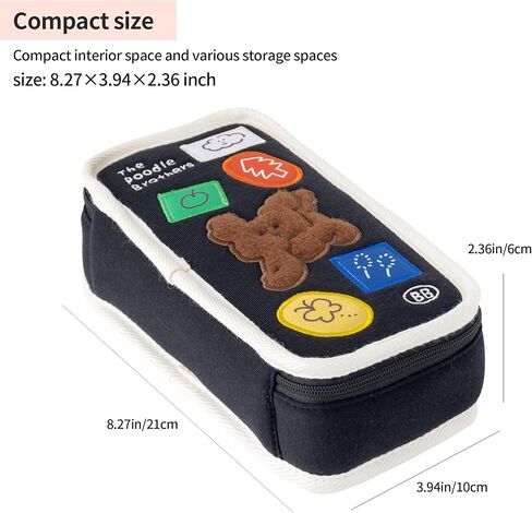 Poodle Beige Pencil Case with Ample Storage Embroidery Design Pencil Pouch for Students, Simple Design Stationery Organizer in Kuwait