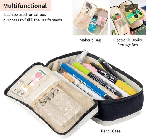 Poodle Beige Pencil Case with Ample Storage Embroidery Design Pencil Pouch for Students, Simple Design Stationery Organizer in Kuwait