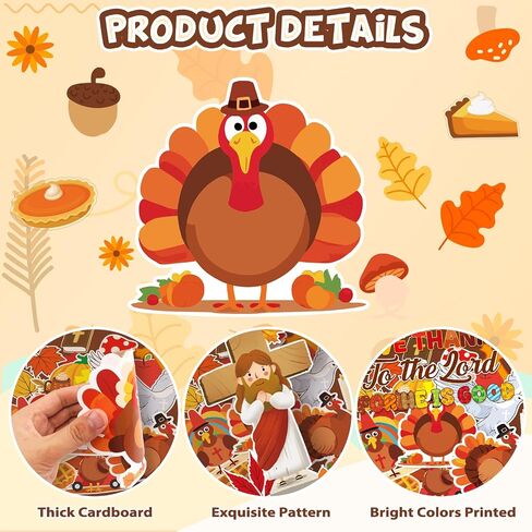 Fancy Land Thanksgiving Religious Bulletin Board Set for Classroom Decorations Fall Christian Jesus Turkey Cutouts for Autumn Harvest Church Sunday School Chalkboard Wall Door Decor 80Pcs in Saudi Arabia