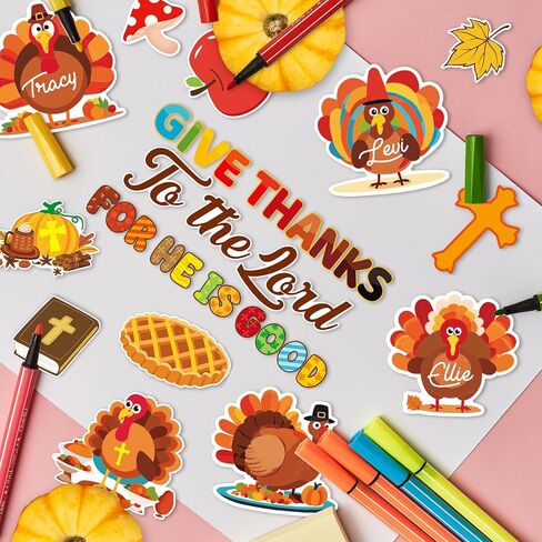 Fancy Land Thanksgiving Religious Bulletin Board Set for Classroom Decorations Fall Christian Jesus Turkey Cutouts for Autumn Harvest Church Sunday School Chalkboard Wall Door Decor 80Pcs in Saudi Arabia