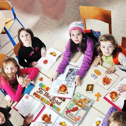 Fancy Land Thanksgiving Religious Bulletin Board Set for Classroom Decorations Fall Christian Jesus Turkey Cutouts for Autumn Harvest Church Sunday School Chalkboard Wall Door Decor 80Pcs in Saudi Arabia