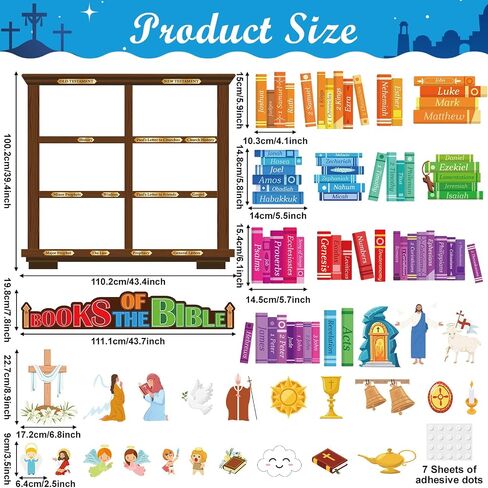 gisgfim Book of the Bible Bulletin Board Decorations Back to School Bible Learning Bookshelf Cutouts Religious Christian Poster for Vacation Bible School Sunday School Classroom Chalkboard Wall Decor in Saudi Arabia