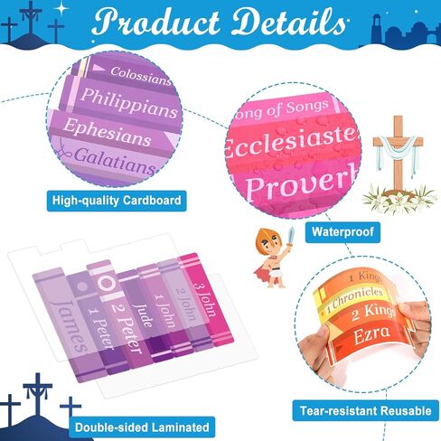 gisgfim Book of the Bible Bulletin Board Decorations Back to School Bible Learning Bookshelf Cutouts Religious Christian Poster for Vacation Bible School Sunday School Classroom Chalkboard Wall Decor in Saudi Arabia