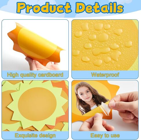 60 Pcs Summer Sun Bulletin Board Decoration Sun Paper Cutouts Sunshine Classroom Decor for Boy Girl Students DIY Craft Kindergarten Classroom Wall Door Decor Summer Party Favor Supplies in Saudi Arabia