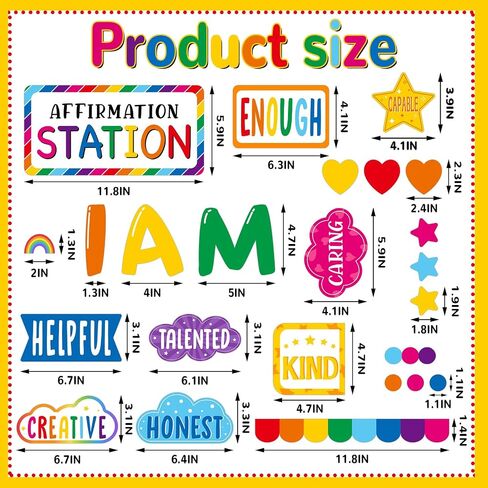 49 Pcs Affirmation Station Bulletin Board Set Back to School Motivational Bulletin Board for Classroom Decors I Am Positive Affirmations Accent Cutouts for Classroom Wall(Rainbow) in Saudi Arabia