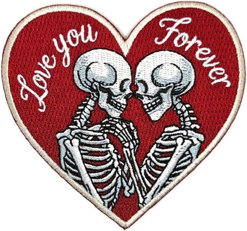 3.5" Skeleton Iron On Patch - Embroidered Couple Love Forever Morale Tactical Skull Valentines Day Applique Appliques Iron On Sew On Patches for Holes, Clothing, Jeans, Hat, Backpacks, Clothes in Saudi Arabia