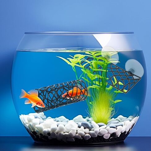 2 Pcs Betta Fish Toys, Betta Fish Tank Accessories, Aquarium Decor Swim Tube Hollow Cave Tunnel Hammock Hideout Shelter Toy with 4 Pcs Suction Cups for Guppies Small Fishes Shrimp (Black) in Saudi Arabia